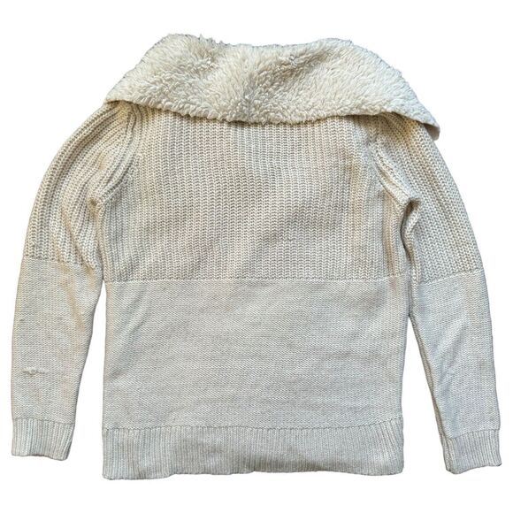 Society 8 Womens Large Jacket Open Front Fleece Collar Faux Suede & Knit Sweater - Picture 9 of 12